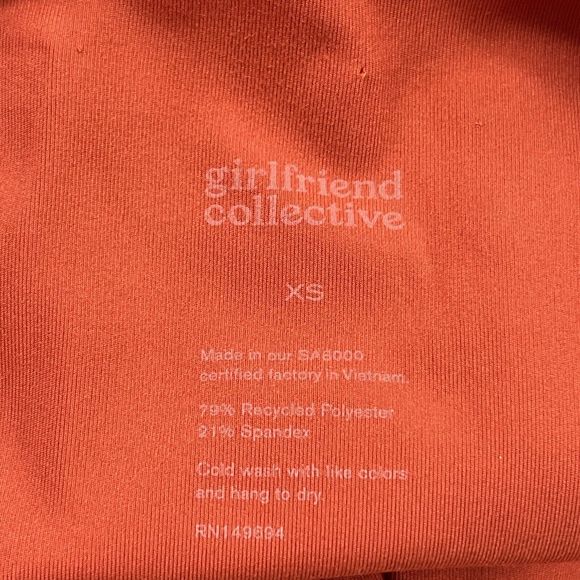 Girlfriend Collective Orange Biker Shorts Women Extra Small Athletic Activewear - Picture 6 of 12